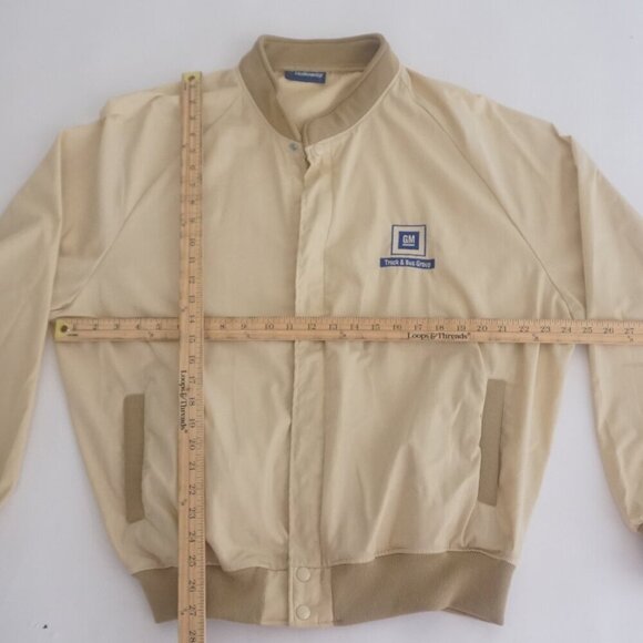 Vintage '80s General Motors Beige Zip Up Bomber Style Jacket XL By Holloway - Picture 4 of 11